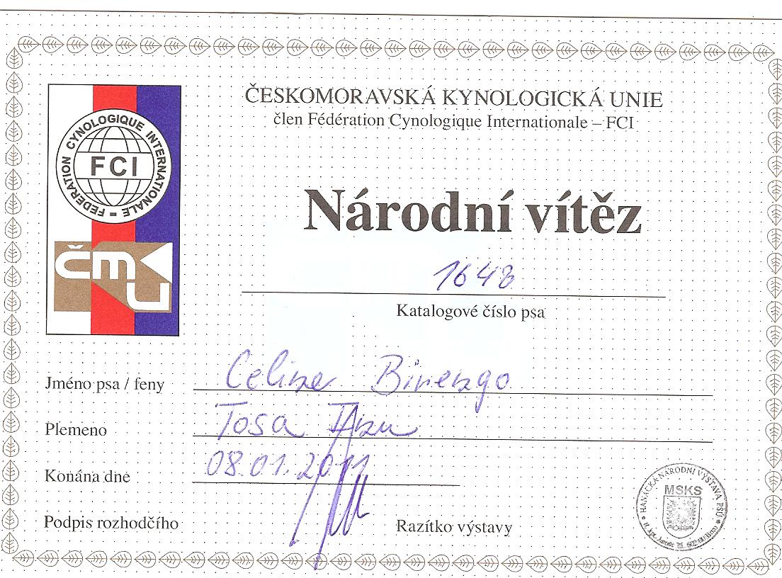 Národní vítěz 8.1.11 Olomouc